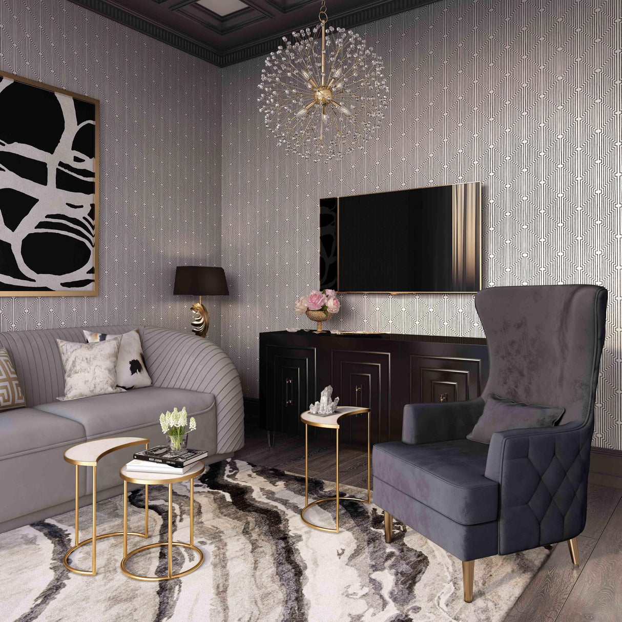 Alina Performance Velvet Tall Tufted Back Chair