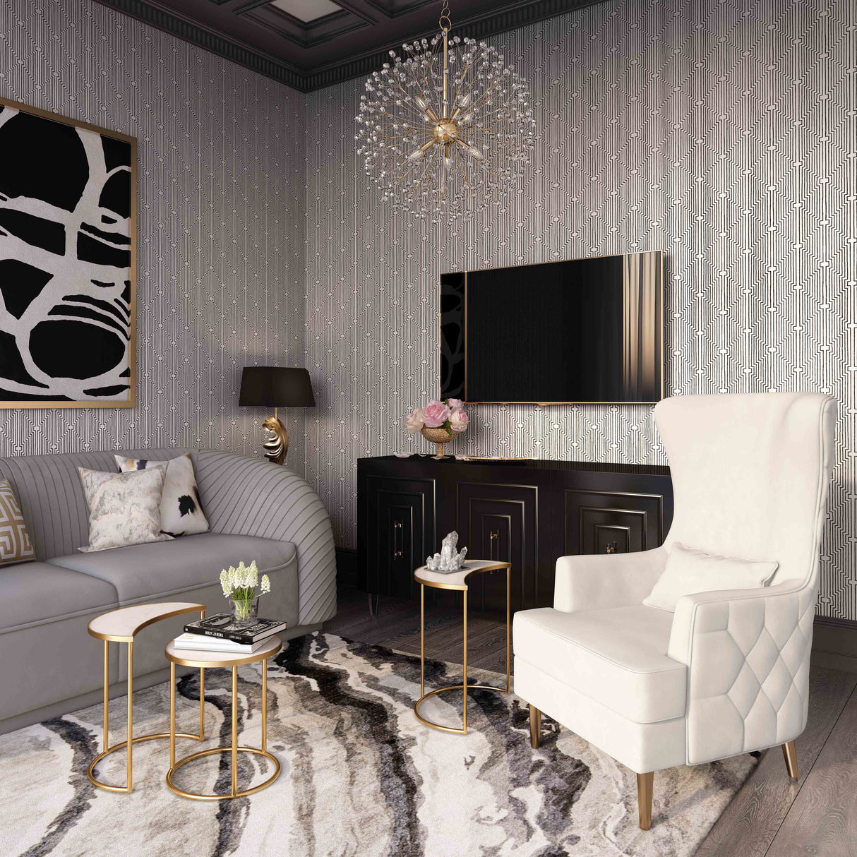 Alina Performance Velvet Tall Tufted Back Chair