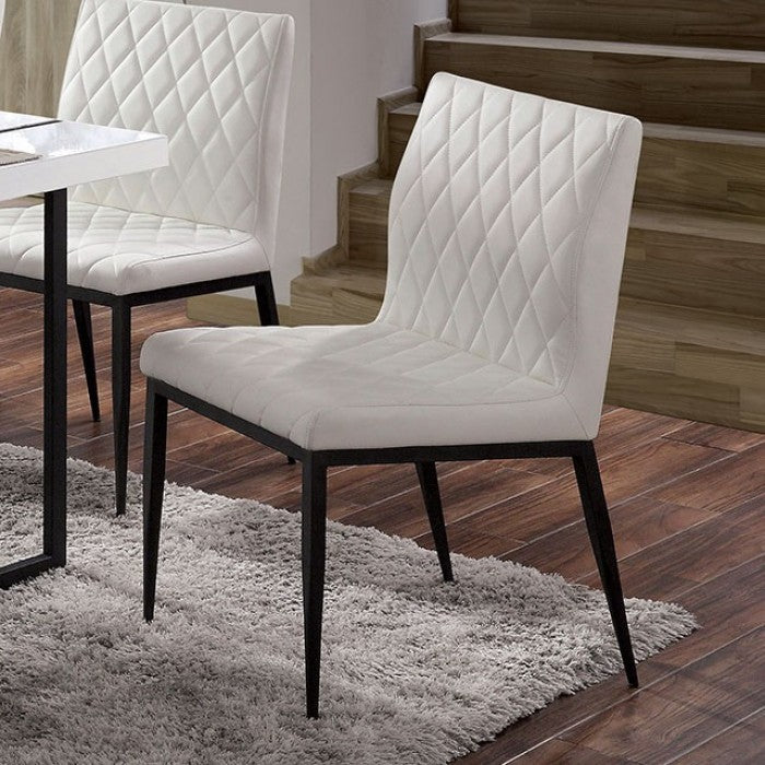Alisha Black/Ivory Side Chair Set of 2 by Furniture of America at Eve Furniture