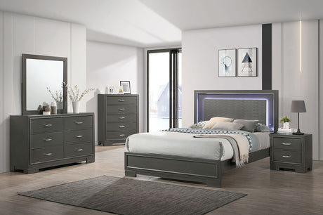 Alison Metallic Gray 4-Piece Queen Bedroom Set by Furniture of America at Eve Furniture