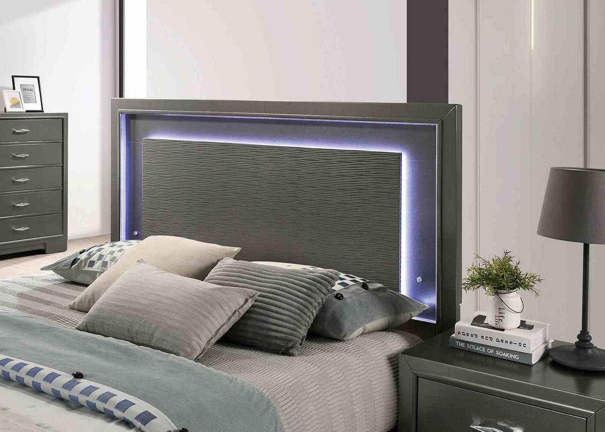 Alison Metallic Gray California King Bed