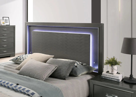 Alison Metallic Gray King Bed by Furniture of America at Eve Furniture