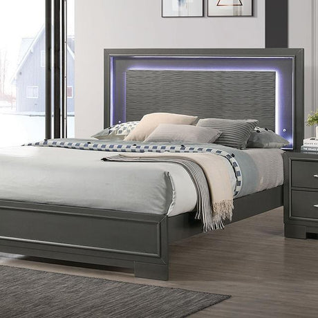 Alison Metallic Gray King Bed by Furniture of America at Eve Furniture