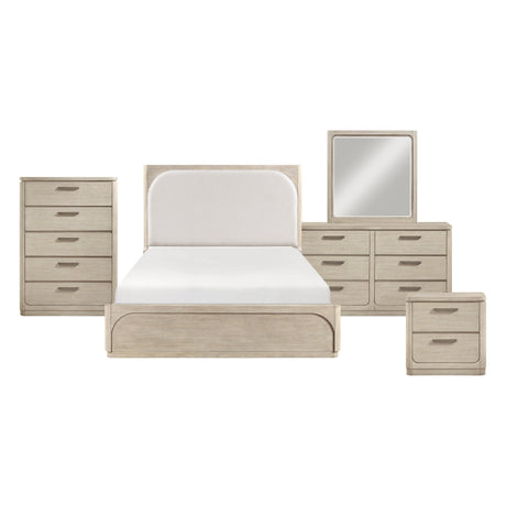 Alita Beige/Light Gray Natural Queen 5-Piece Bedroom Set by Homelegance at Eve Furniture