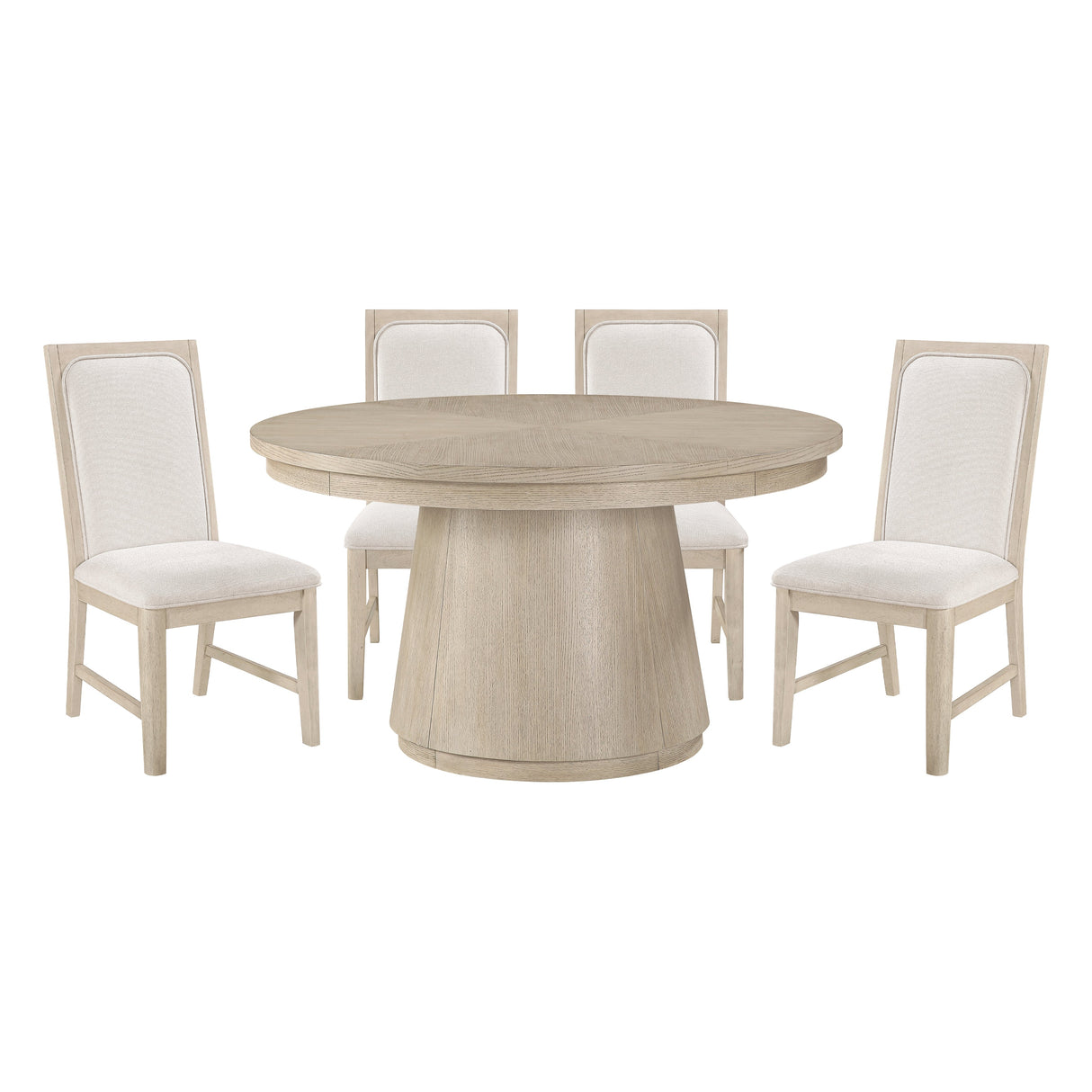 Alita Light Gray Natural 5-Piece Round Dining Set by Homelegance at Eve Furniture