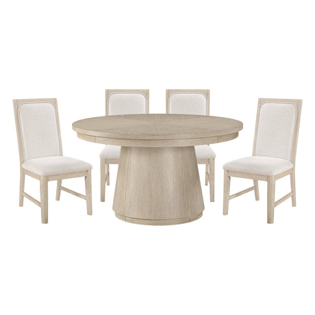 Alita Light Gray Natural 5-Piece Round Dining Set by Homelegance at Eve Furniture