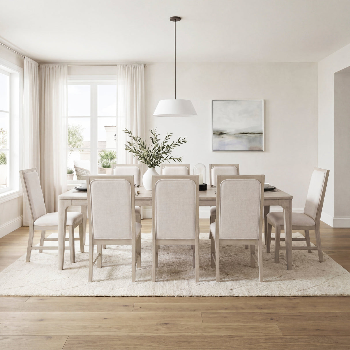 Alita Light Gray Natural 7-Piece Expandable Dining Set by Homelegance at Eve Furniture