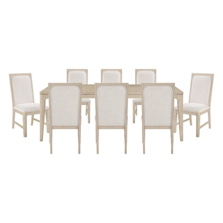 Alita Light Gray Natural 9-Piece Expandable Dining Set by Homelegance at Eve Furniture