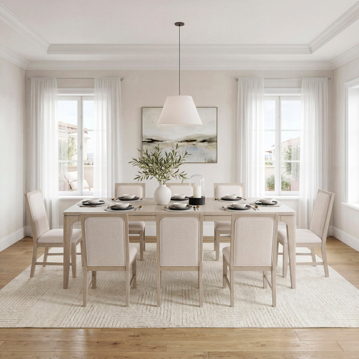Alita Light Gray Natural Expandable Dining Table by Homelegance at Eve Furniture