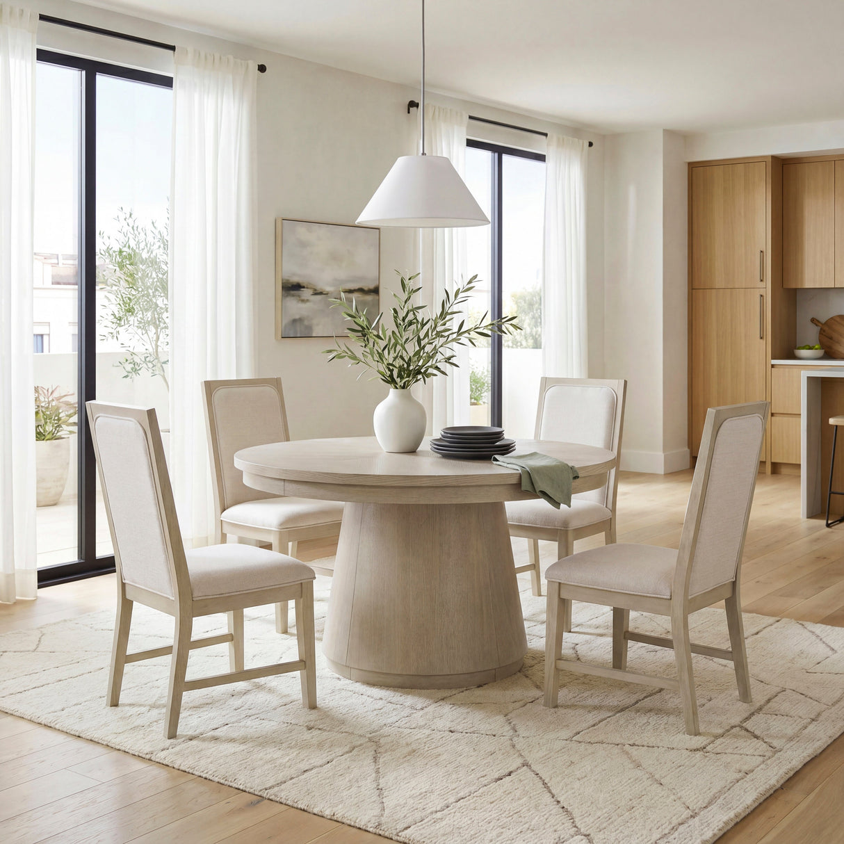 Alita Light Gray Natural Round Dining Room Set by Homelegance at Eve Furniture