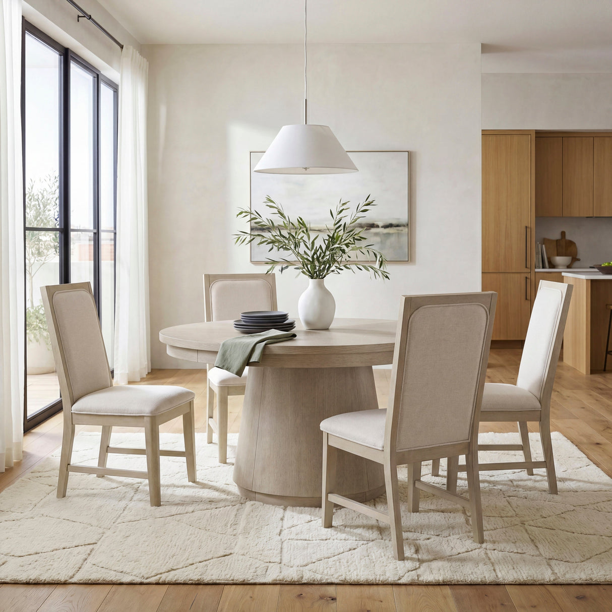 Alita Light Gray Natural Round Dining Table by Homelegance at Eve Furniture