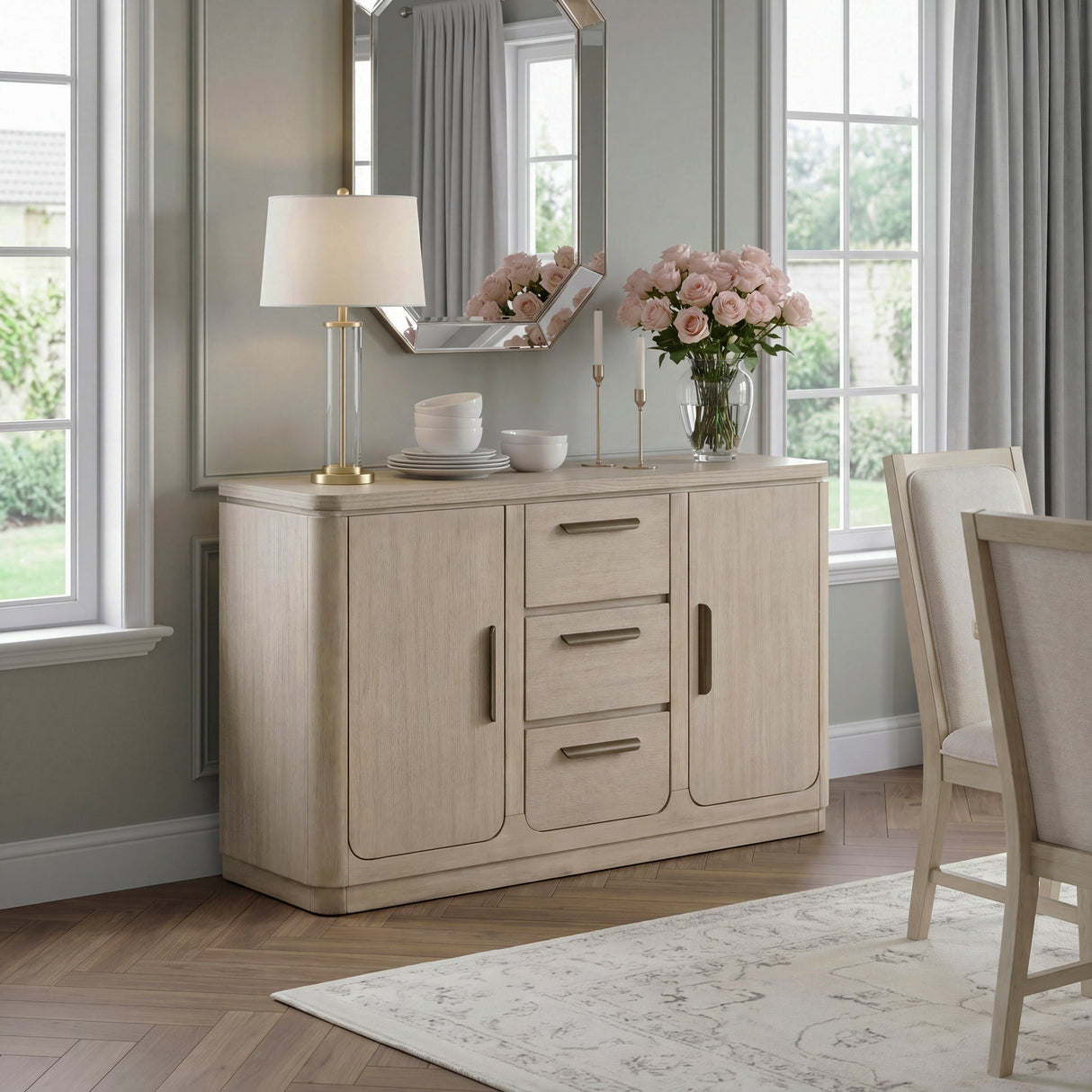 Alita Light Gray Natural Server by Homelegance at Eve Furniture