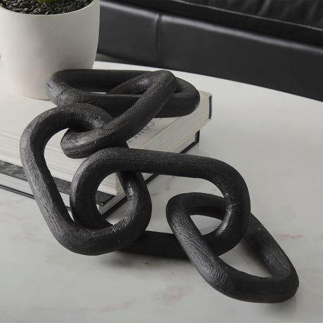 Alix 29.0L x 5.0W x 5.0H Black Wood Link Chain Decorative Object by Mercana at Eve Furniture
