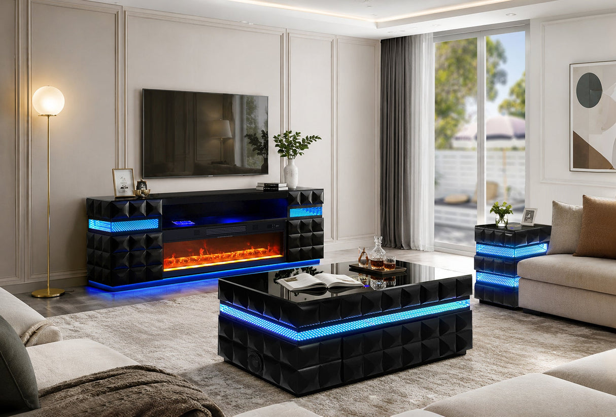 Alix Black Coffee Table and End Table by New Era Innovations at Eve Furniture