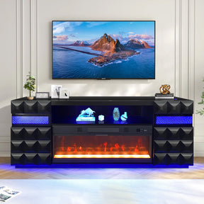 Alix Black TV Stand and Fire Place by New Era Innovations at Eve Furniture