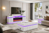 Alix White TV Stand and Fire Place by New Era Innovations at Eve Furniture