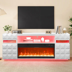 Alix White TV Stand and Fire Place by New Era Innovations at Eve Furniture