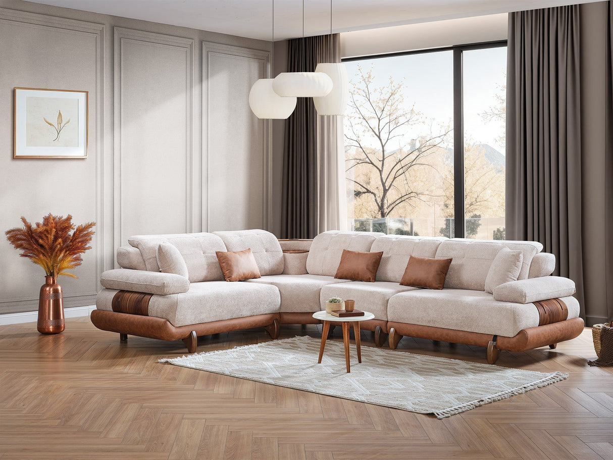 Allegra Cream Modular Sectional by Furnia at Eve Furniture