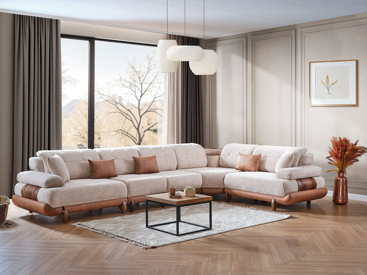 Allegra Cream Modular Sectional by Furnia at Eve Furniture