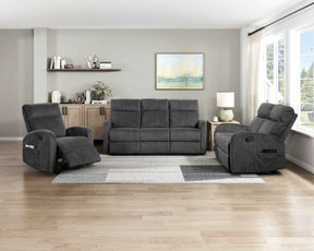 Allen Dark Gray 3-Piece Reclining Living Room Set by Homelegance at Eve Furniture
