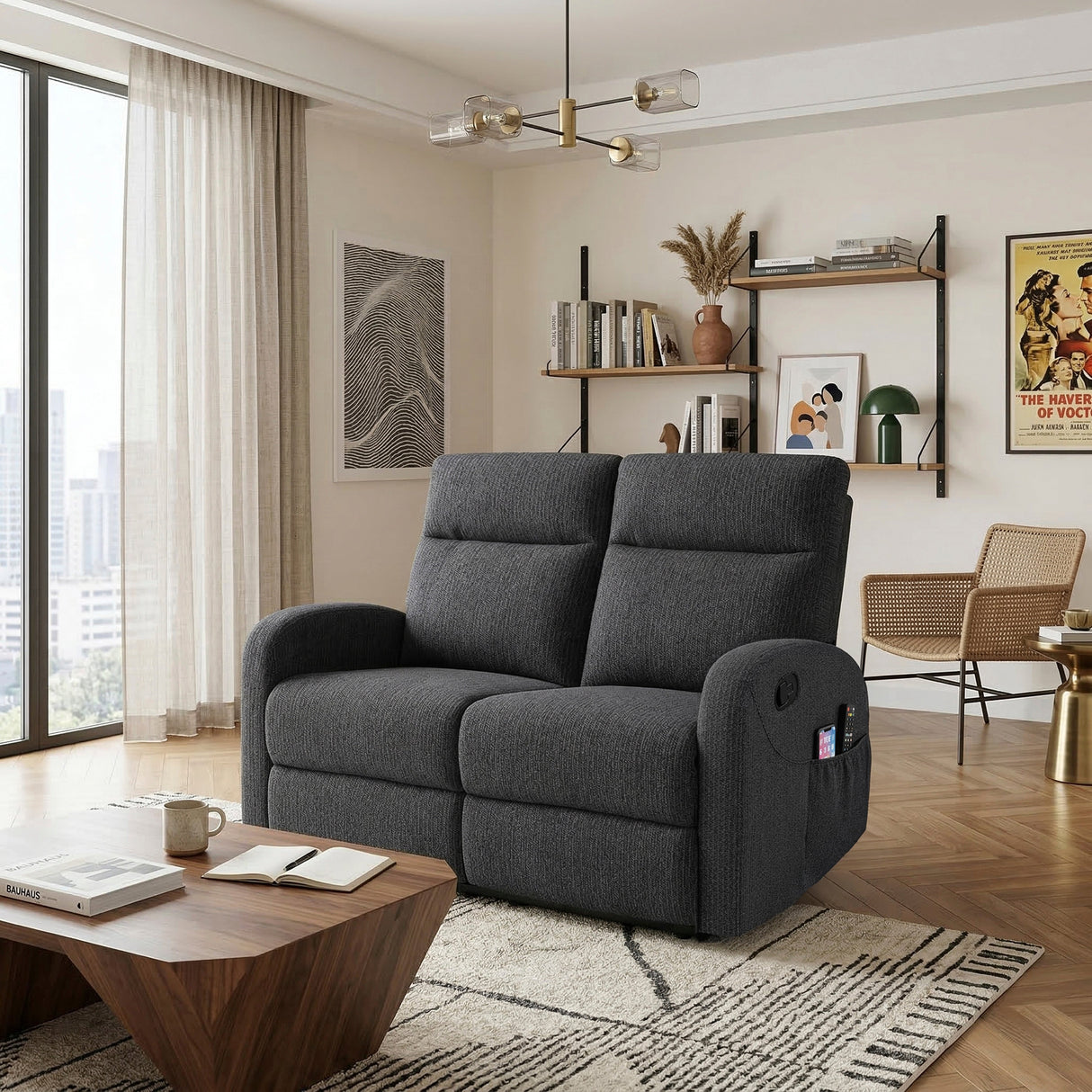 Allen Dark Gray Double Reclining Loveseat
