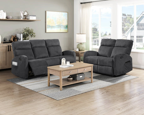 Allen Dark Gray Double Reclining Loveseat by Homelegance at Eve Furniture