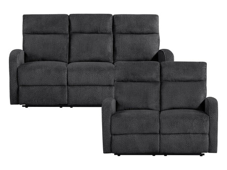 Allen Dark Gray Double Reclining Sofa and Loveseat by Homelegance at Eve Furniture