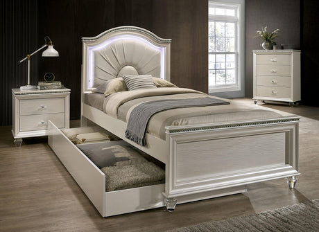 Allie Pearl White Twin Bed by Furniture of America at Eve Furniture