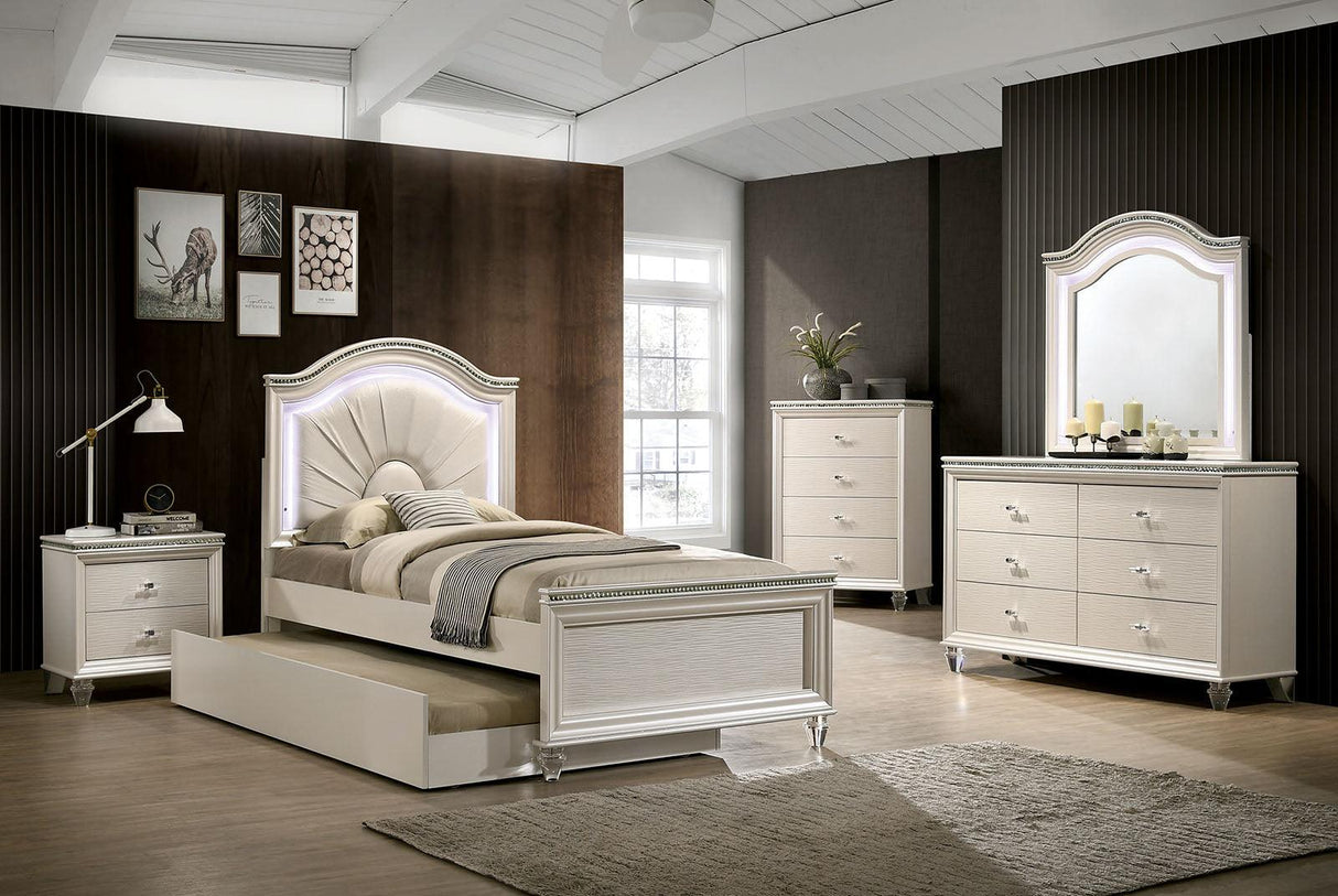 Allie Pearl White Twin Bed by Furniture of America at Eve Furniture