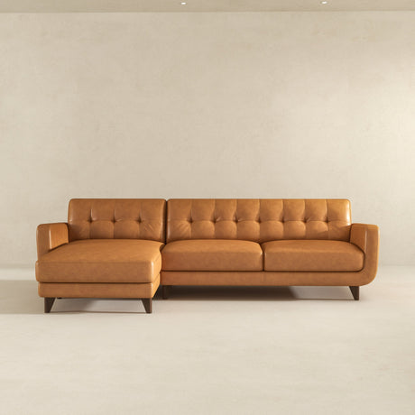 Allison Left-Facing Tan Leather Sectional Sofa by Ashcroft Furniture at Eve Furniture