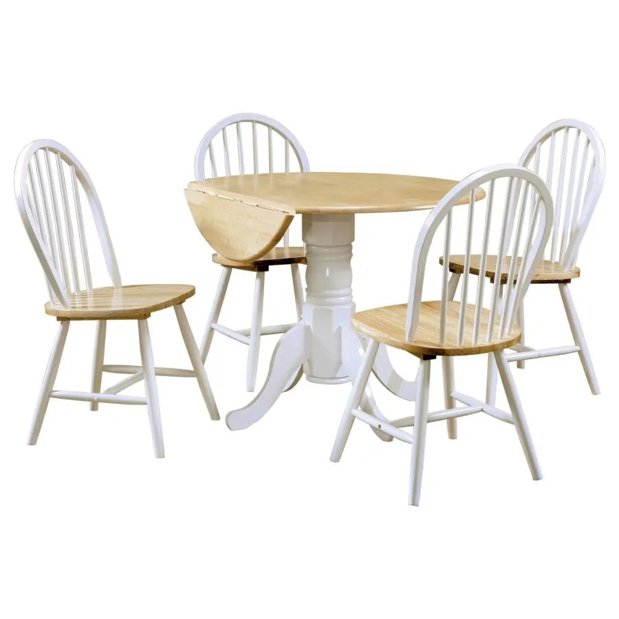 Allison Natural Brown/White 5-Piece Drop Leaf Dining Set by Coaster at Eve Furniture