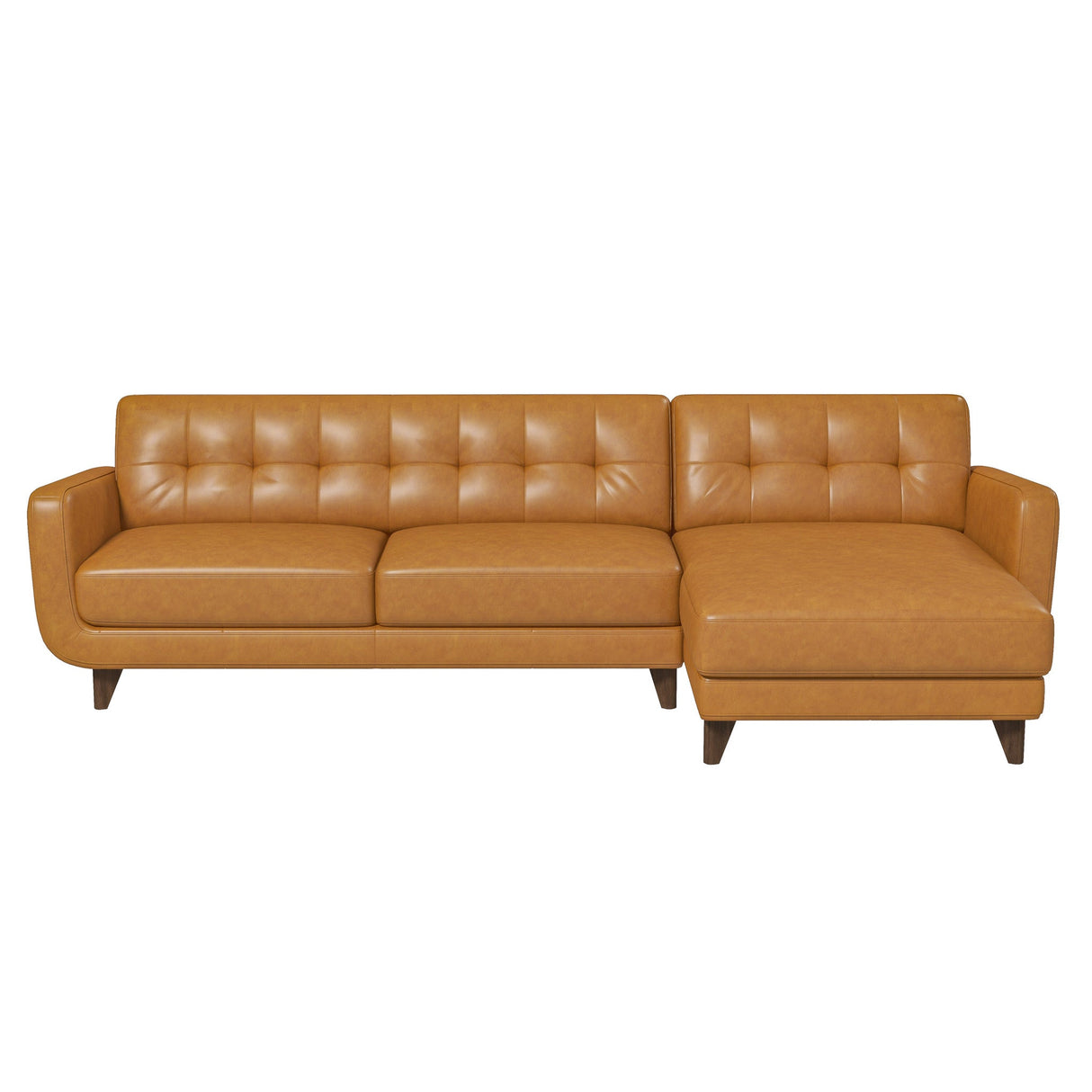 Allison Right-Facing Tan Leather Sectional Sofa by Ashcroft Furniture at Eve Furniture