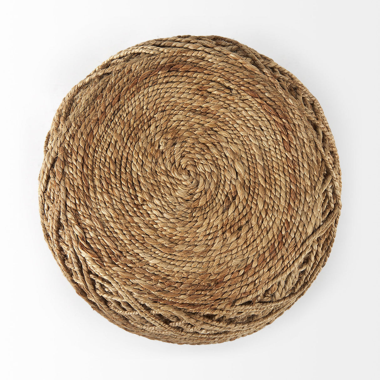 Allium Brown Handwoven Wool Cylindrical Pouf by Mercana at Eve Furniture