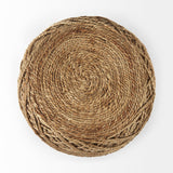 Allium Brown Handwoven Wool Cylindrical Pouf by Mercana at Eve Furniture