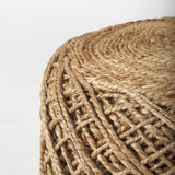 Allium Brown Handwoven Wool Cylindrical Pouf by Mercana at Eve Furniture