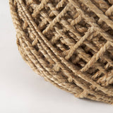 Allium Brown Handwoven Wool Cylindrical Pouf by Mercana at Eve Furniture