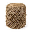 Allium Brown Handwoven Wool Cylindrical Pouf by Mercana at Eve Furniture