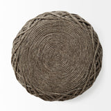 Allium Dark Brown Handwoven Wool Cylindrical Pouf by Mercana at Eve Furniture