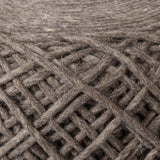 Allium Dark Brown Handwoven Wool Cylindrical Pouf by Mercana at Eve Furniture