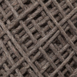 Allium Dark Brown Handwoven Wool Cylindrical Pouf by Mercana at Eve Furniture