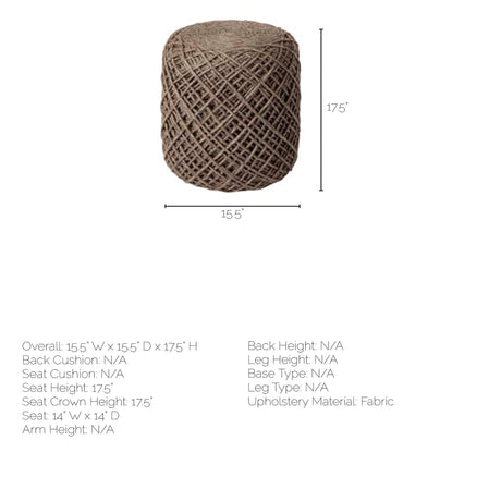 Allium Dark Brown Handwoven Wool Cylindrical Pouf by Mercana at Eve Furniture