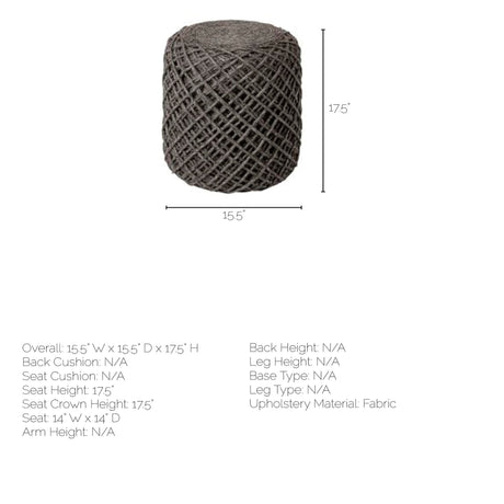 Allium Dark Gray Handwoven Wool Cylindrical Pouf by Mercana at Eve Furniture