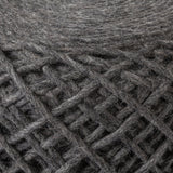 Allium Dark Gray Handwoven Wool Cylindrical Pouf by Mercana at Eve Furniture