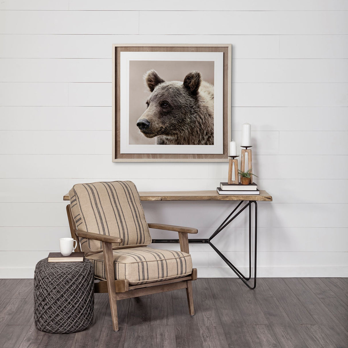 Allium Dark Gray Handwoven Wool Cylindrical Pouf by Mercana at Eve Furniture