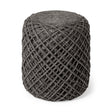 Allium Dark Gray Handwoven Wool Cylindrical Pouf by Mercana at Eve Furniture