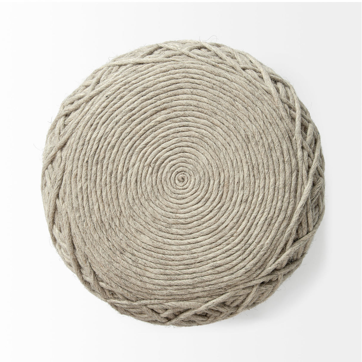 Allium Oatmeal Handwoven Wool Cylindrical Pouf by Mercana at Eve Furniture