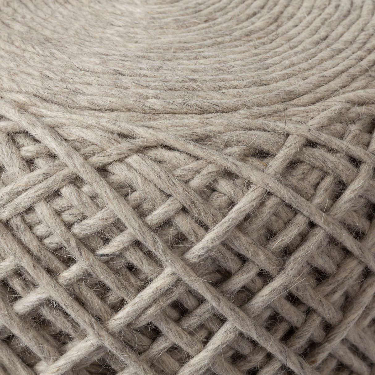 Allium Oatmeal Handwoven Wool Cylindrical Pouf by Mercana at Eve Furniture