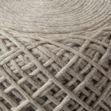 Allium Oatmeal Handwoven Wool Cylindrical Pouf by Mercana at Eve Furniture
