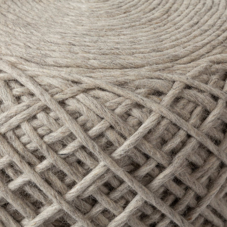 Allium Oatmeal Handwoven Wool Cylindrical Pouf by Mercana at Eve Furniture