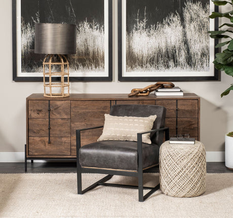 Allium Oatmeal Handwoven Wool Cylindrical Pouf by Mercana at Eve Furniture